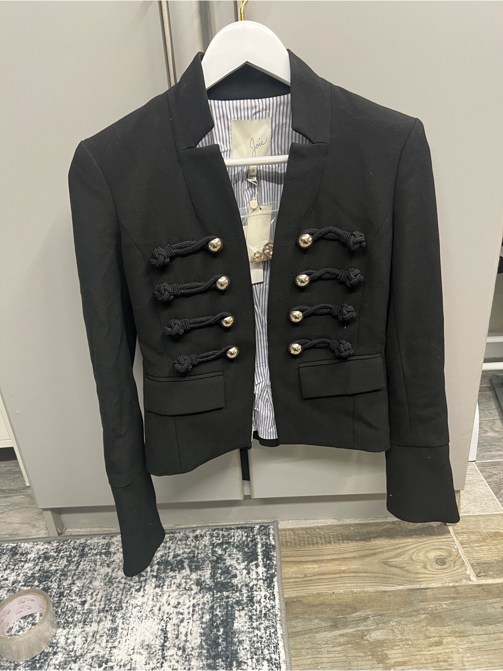 Joie Black Cropped Blazer with Gold Buttons